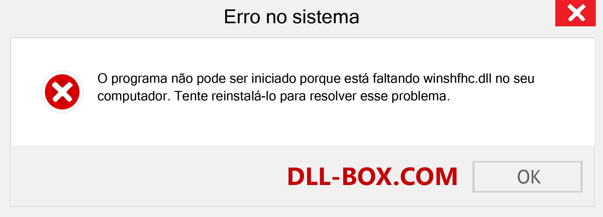 Arquivo winshfhc.dll ausente ?. Download para Windows 7, 8, 10 - Correção de erro ausente winshfhc dll no Windows, fotos, imagens